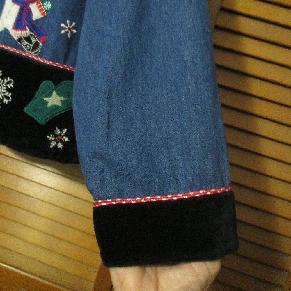 Tantrums Vintage top denim Christmas snowmen - Picture 5 of 11